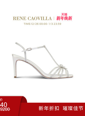【新年折扣】RENE CAOVILLA CATERINA系列白色蝴蝶结高跟凉鞋