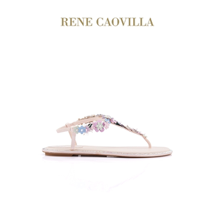 CAOVILLA RENE 新品 ROXANNE系列花朵夹趾平跟凉鞋