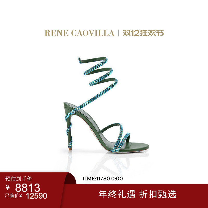 【年终折扣】RENE CAOVILLA MARGOT系列水钻绑带高跟凉鞋