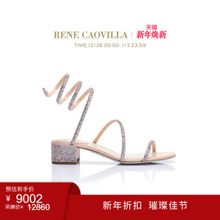 CAOVILLA RENE CLEO系列粗跟水钻女士凉鞋 年终折扣