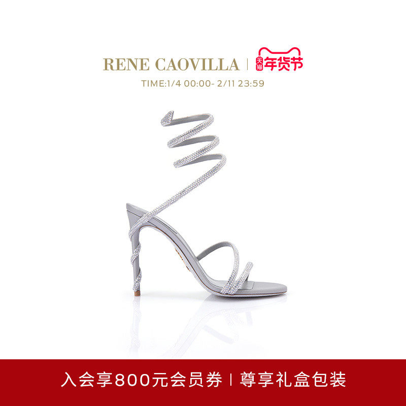 【礼物】RENE CAOVILLA MARGOT系列水钻绑带高跟凉鞋