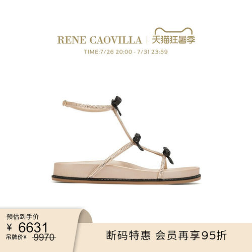 【断码特惠】RENE CAOVILLA CATERINA系列蝴蝶结女士平底凉鞋