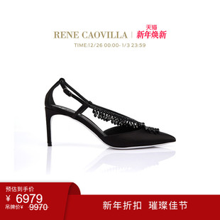 CAOVILLA RENE CHANDELIER系列黑色缎面高跟鞋 年终折扣