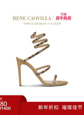 【新年折扣】RENE CAOVILLA CLEO系列水钻细高跟女士凉鞋