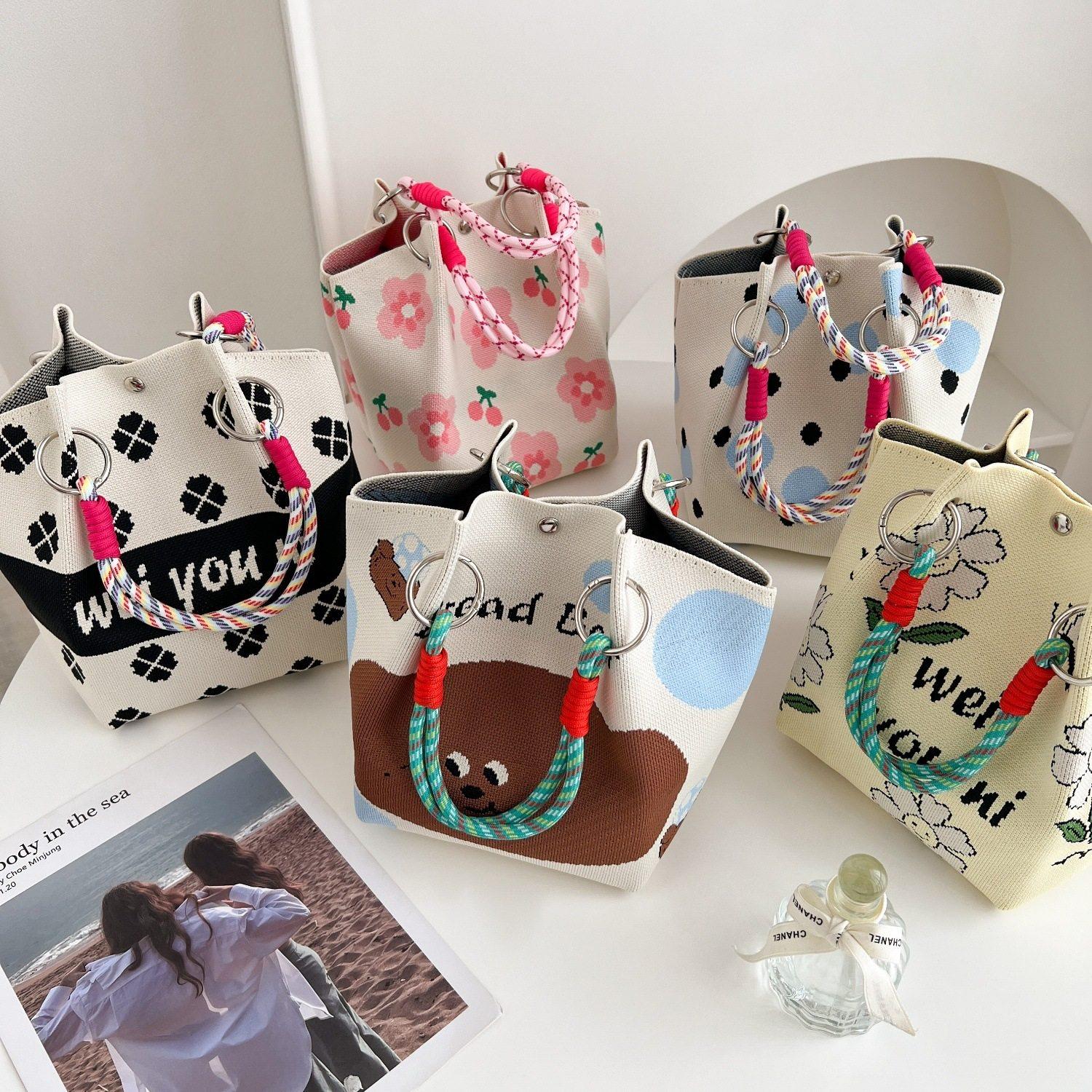 定制新款高级小众收纳女士针织手提包编织包百搭单肩斜挎包手拎包,收纳整理,购物袋/环保袋/帆布袋,淘宝优惠券,粉丝福利购,淘宝优惠卷