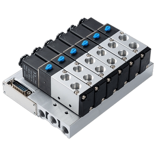 气动电磁阀阀岛F3下插式集成总线阀板4V210-08 24V汇流板阀组200M