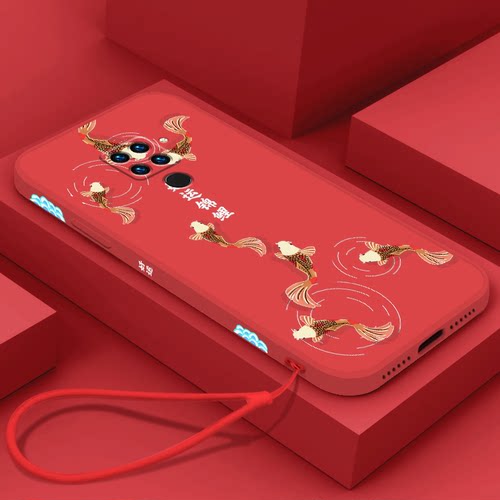 新年红色红米10x手机壳好运锦鲤红米10xpro软壳5G本命年4G超薄红米k20新款k20pro全包液态硅胶挂绳套男女情侣