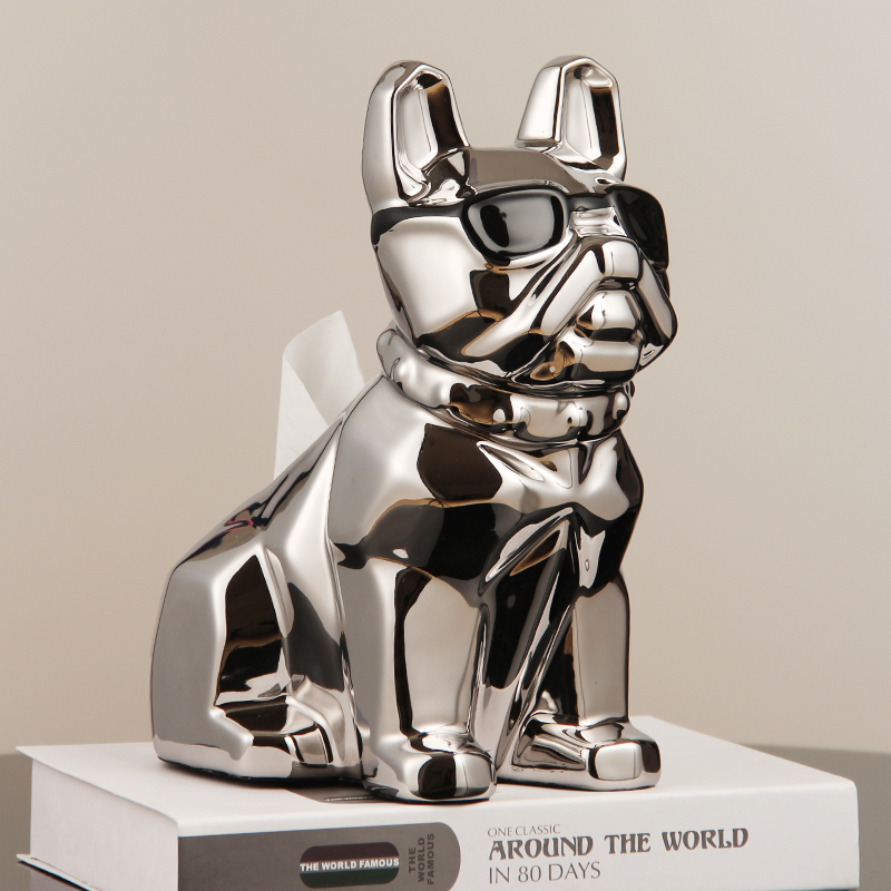 创意纸巾盒摆件法斗狗轻奢风茶几