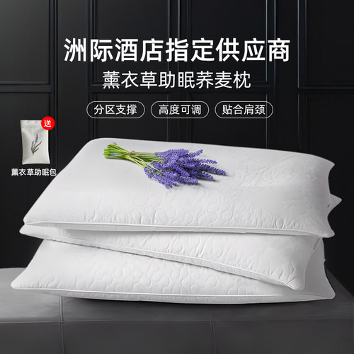 斯得福薰衣草荞麦枕头成人酒店专用助睡眠护颈椎低枕芯硬枕可调节