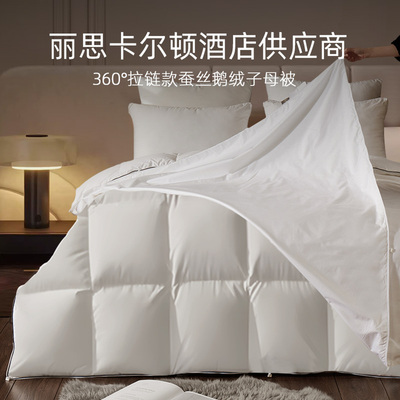 斯得福蚕丝羽绒二合一子母被95白鹅绒被桑蚕丝春秋被子四季被芯