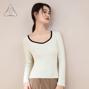 新款 Agentmuse觅丝 抗静电打底衫 内衣大圆领女士长袖 上衣 裸感