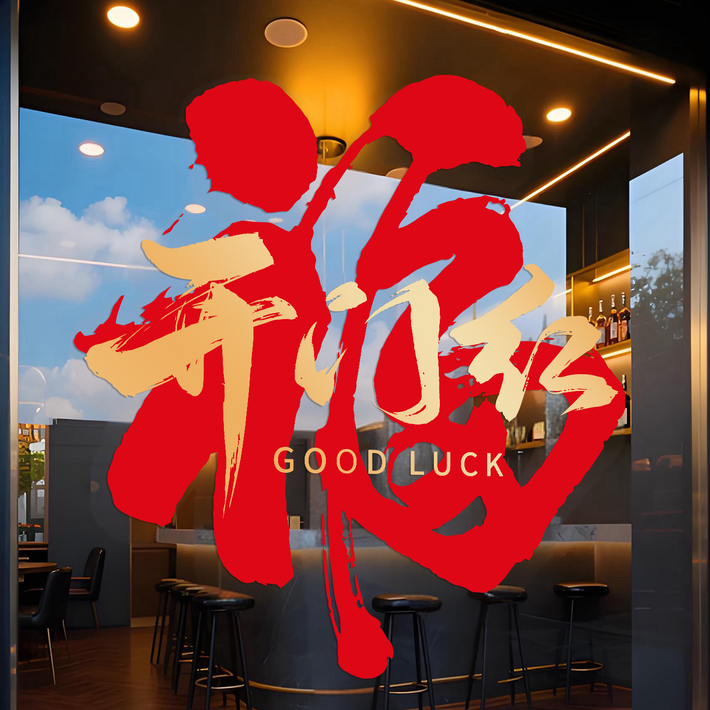 新年开门红职场氛围布置玻璃门贴