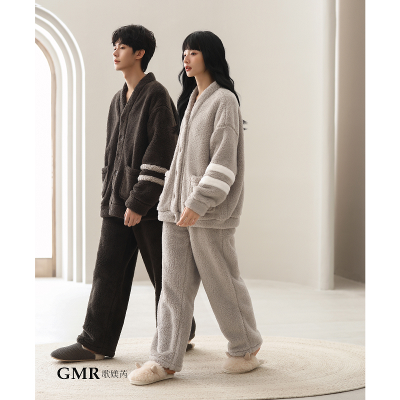 情侣珊瑚绒可出门大码保暖家居服