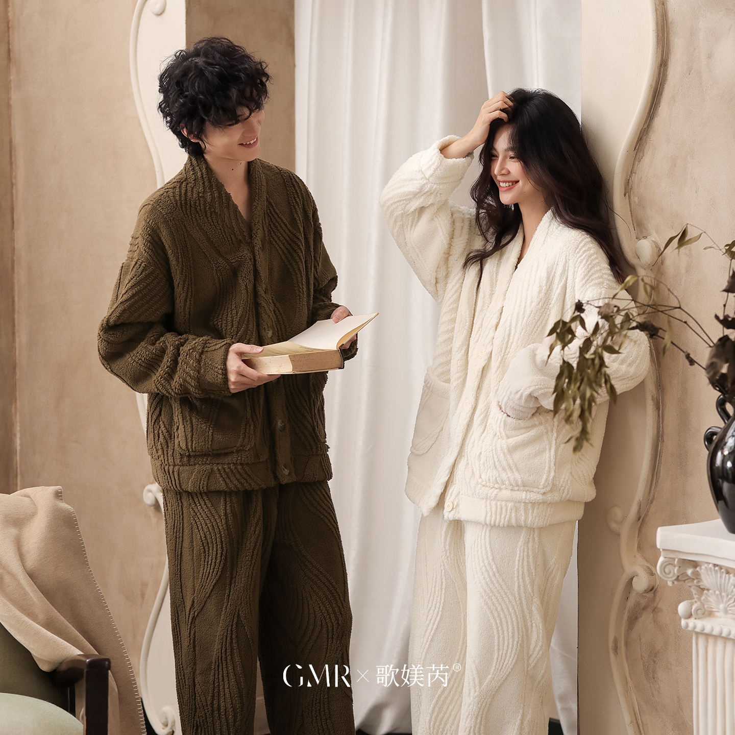 珊瑚绒情侣睡衣冬季加绒加厚休闲运动可外穿保暖男女士家居服套装