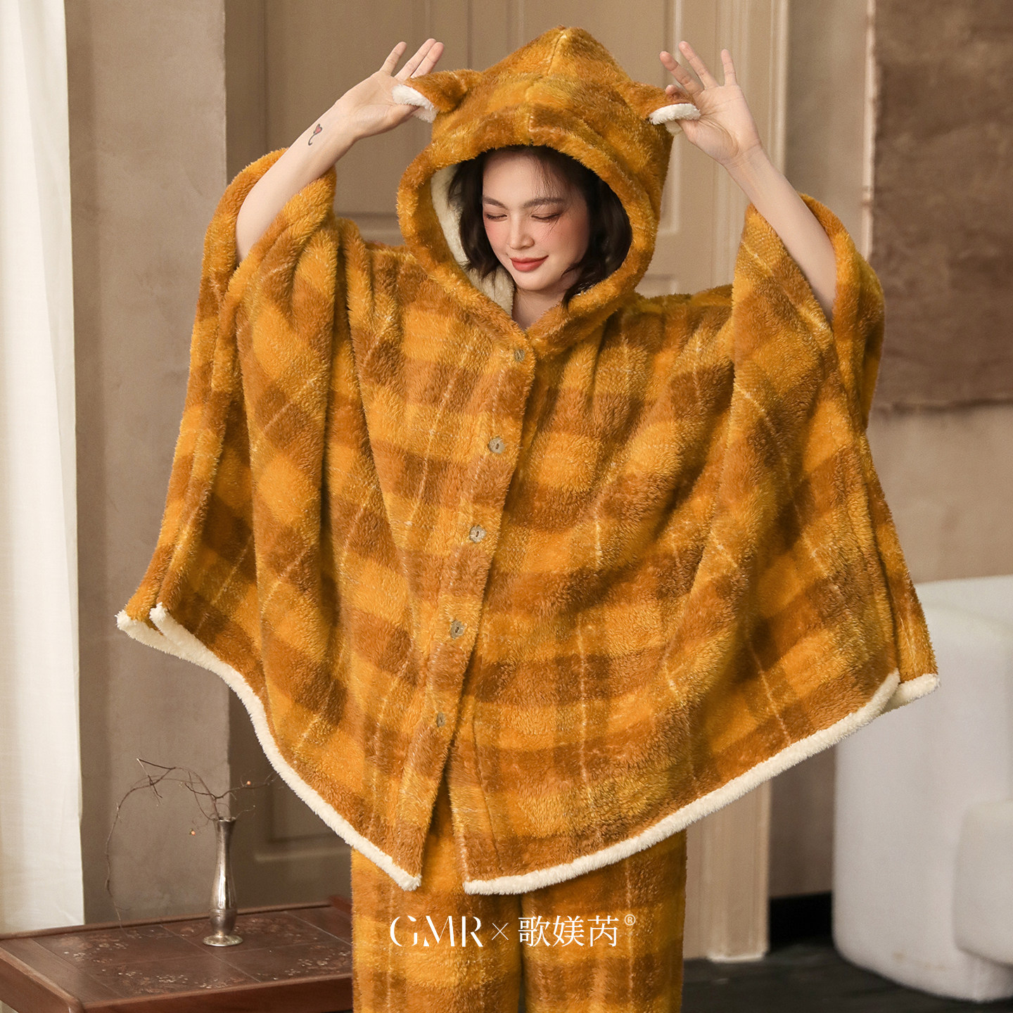 冬季睡衣女珊瑚绒连帽斗篷午休披风秋冬款睡袍加厚保暖毛绒家居服,女士内衣/男士内衣/家居服,睡袍/浴袍,淘宝优惠券,粉丝福利购,淘宝优惠卷