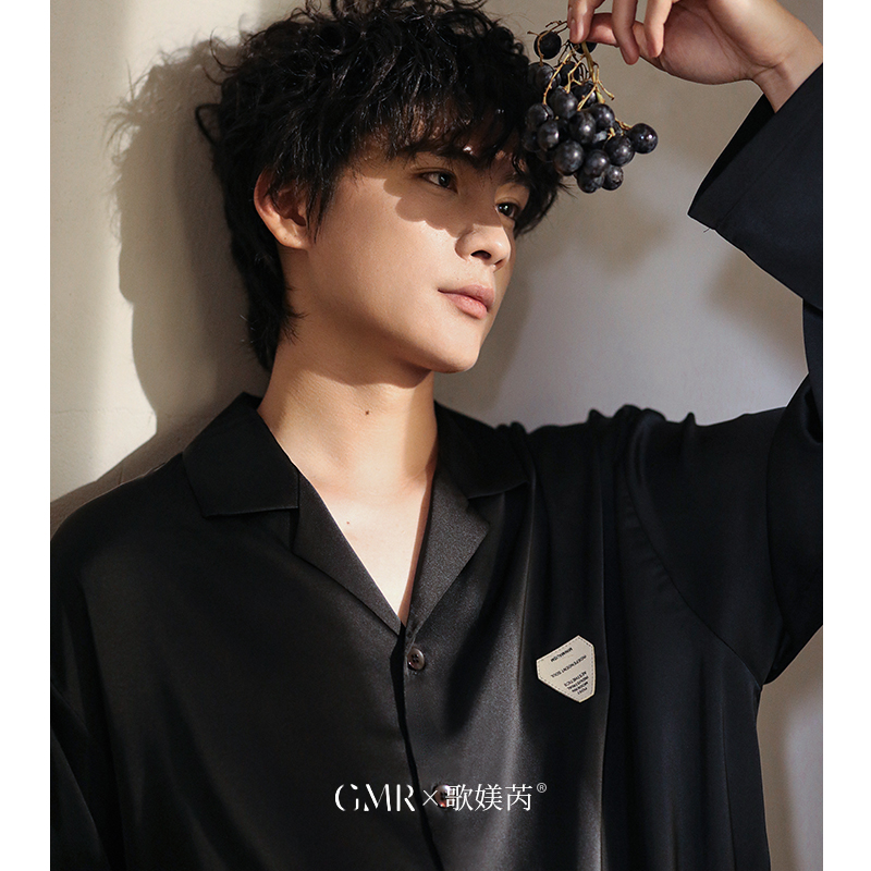 歌媄芮春秋季男士冰丝睡衣套装