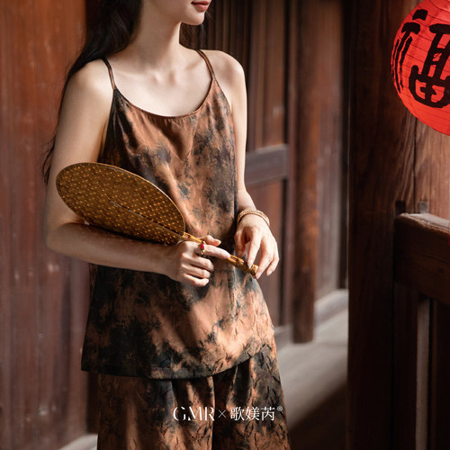 冰丝吊带女睡衣中式复古风宽松