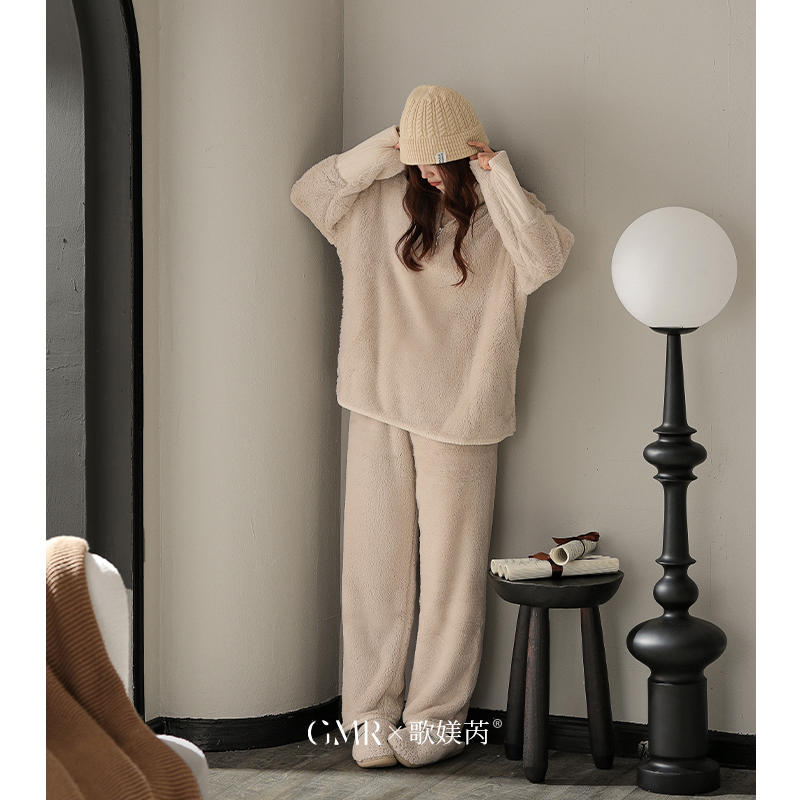 歌媄芮加厚加绒睡衣秋冬新款