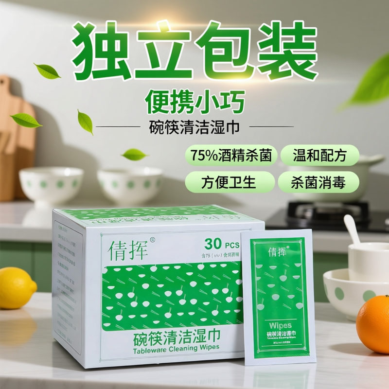 碗筷清洁湿巾酒精消毒餐具一次性