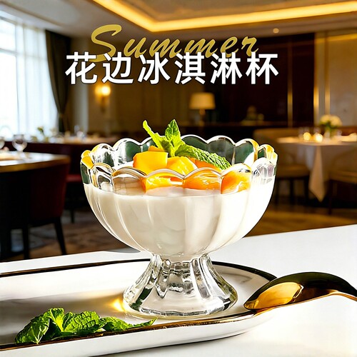 现代简约透明花边高颜值冰淇淋杯