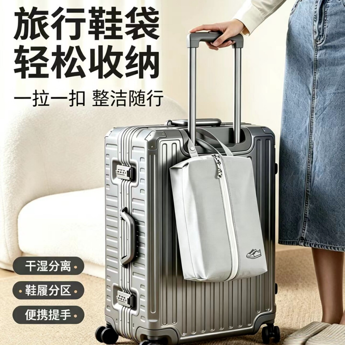 便携防水防尘可挂行李箱鞋袋