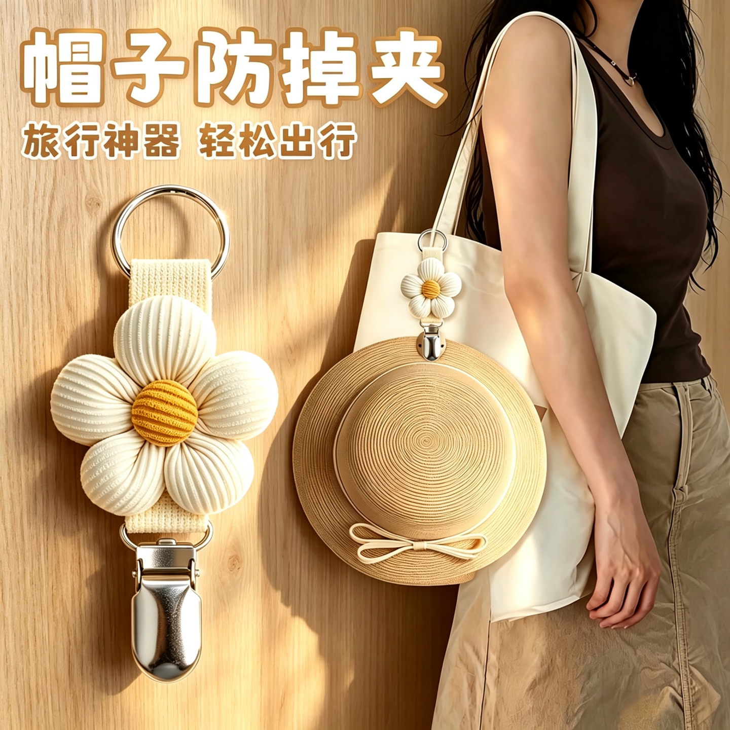 新款花朵帽子挂夹旅行遮阳帽夹子