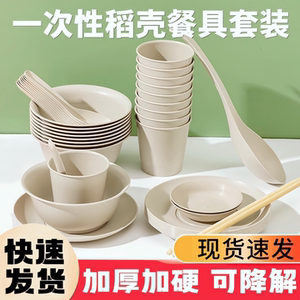 稻壳一次性餐具碗筷十件套食品级