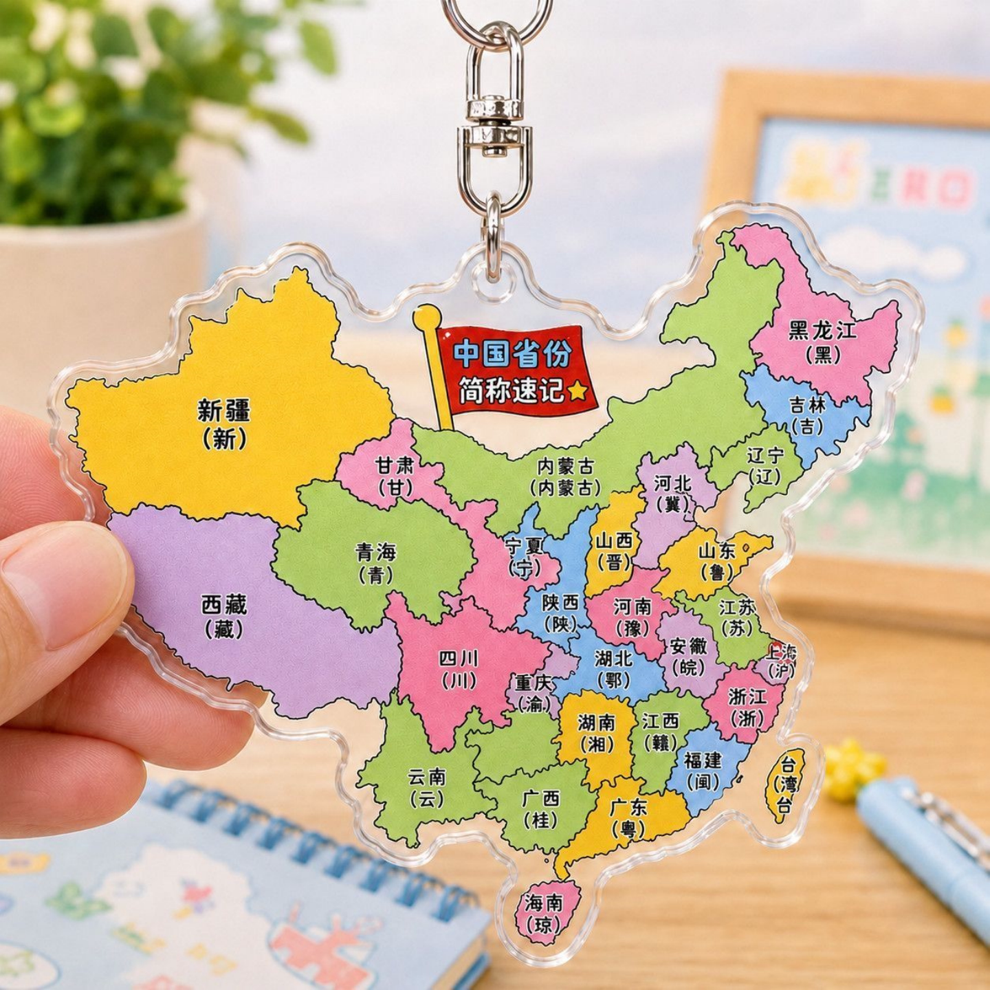 中国省份简称地理速记亚克力钥匙