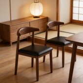 餐椅家用椅子北欧靠背凳子书桌现代简约卧室餐厅桌椅仿木铁艺牛角
