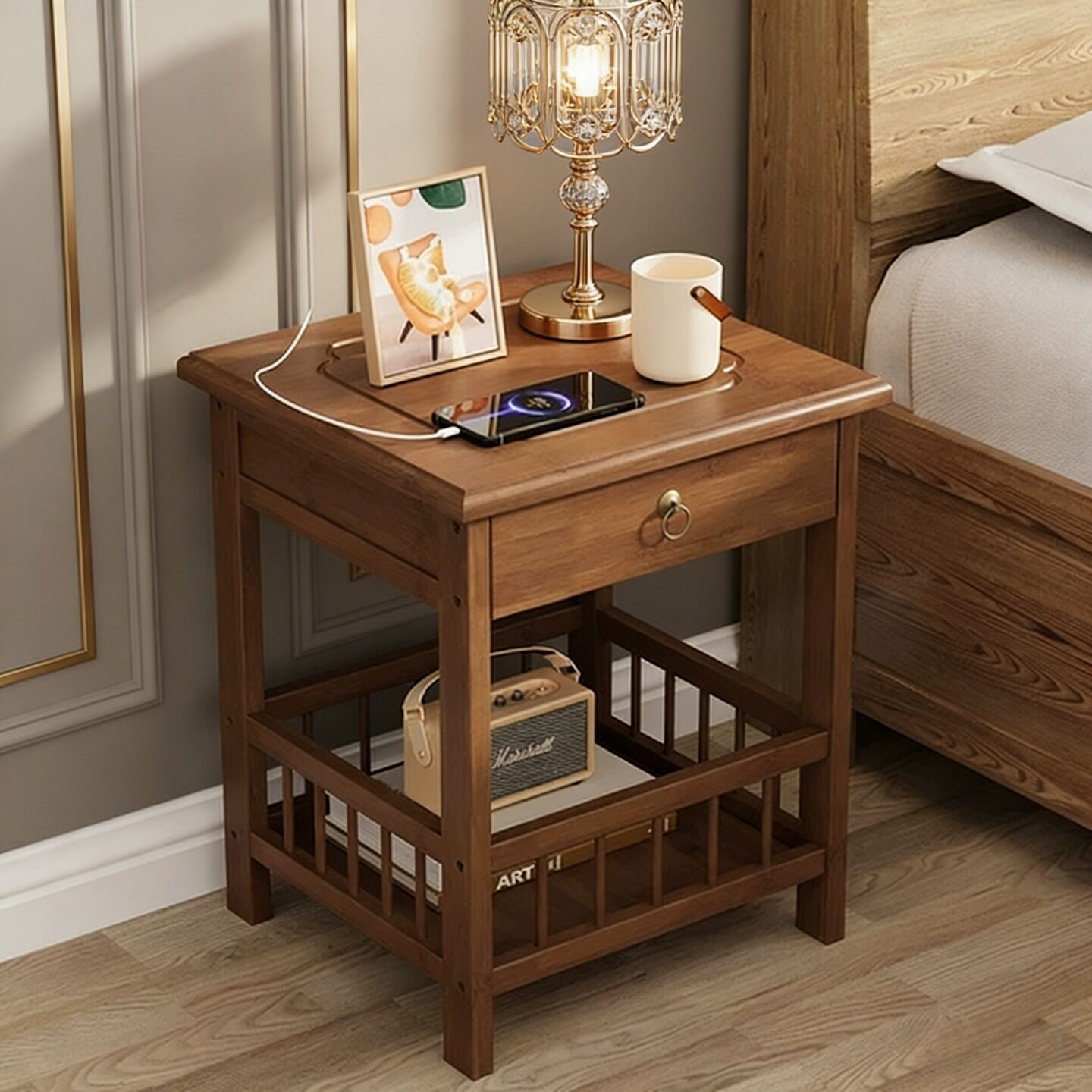 床头柜简约小型卧室床边柜房间收纳置物架边几柜子竹实木特价新款