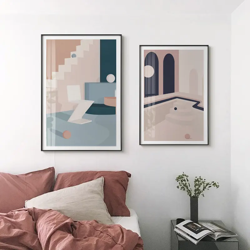 轻奢别墅客厅装饰画沙发背景墙面玄关餐厅现代简约创意竖版壁挂画图片