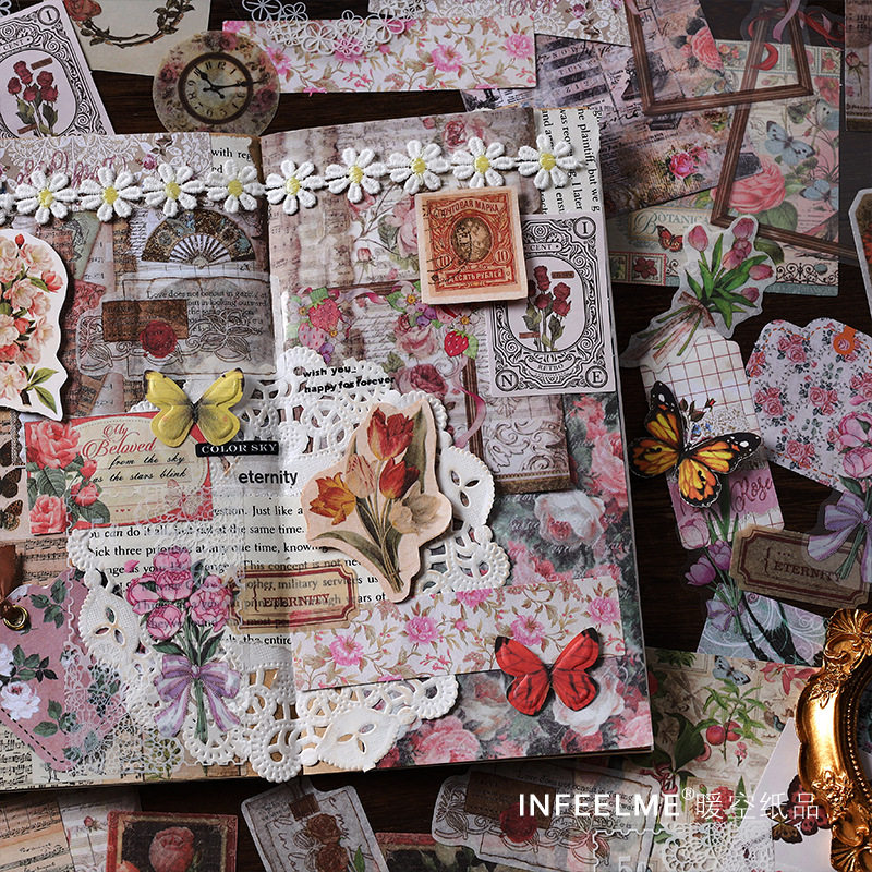 长风信使系列素材包100张 复古蝴蝶植物花卉手账装饰打底背景贴画,文具电教/文化用品/商务用品,便签本/便条纸/N次贴,淘宝优惠券,粉丝福利购,淘宝优惠卷