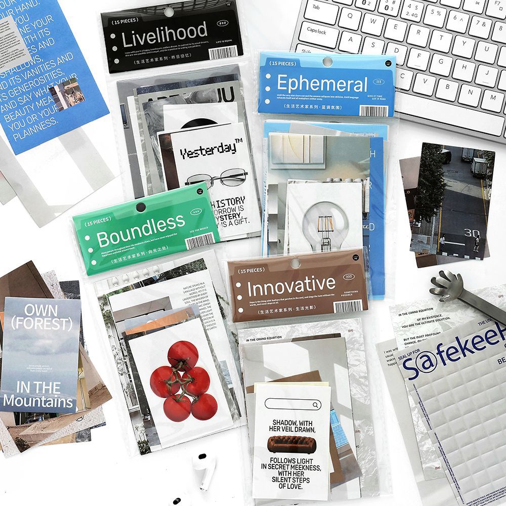 清仓 生活艺术家系列素材包15张入简约图案手帐墙面diy装饰打底纸