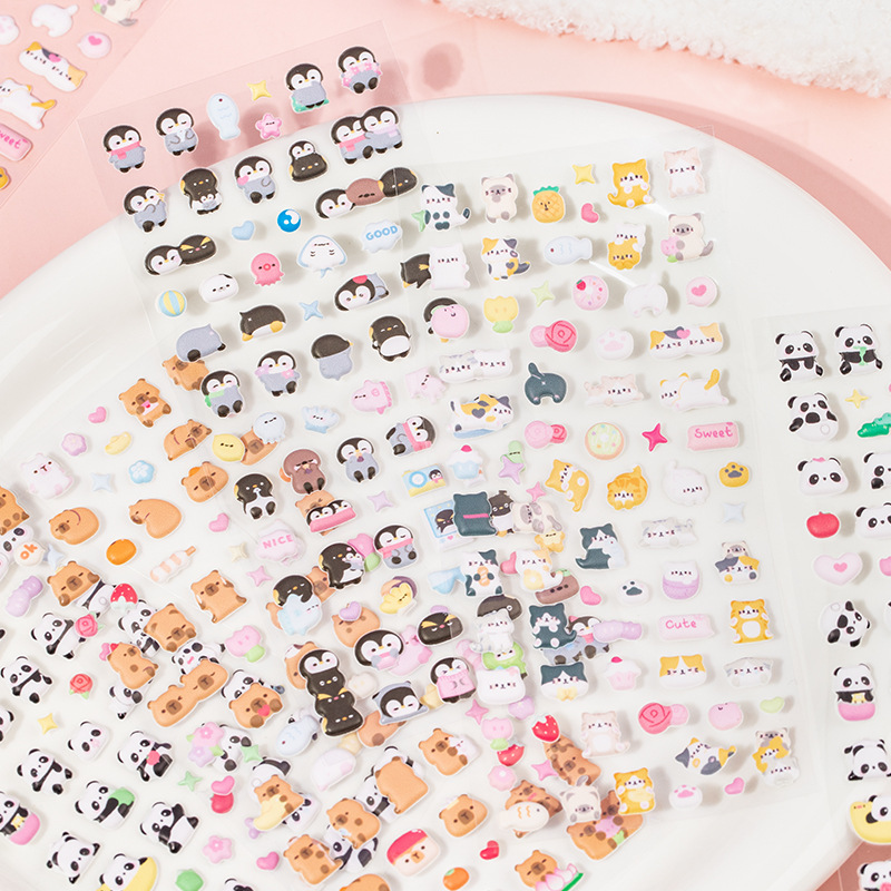 可爱动物小鼻嘎泡棉立体贴纸 创意百搭手帐手机壳DIY咕卡拼贴素材