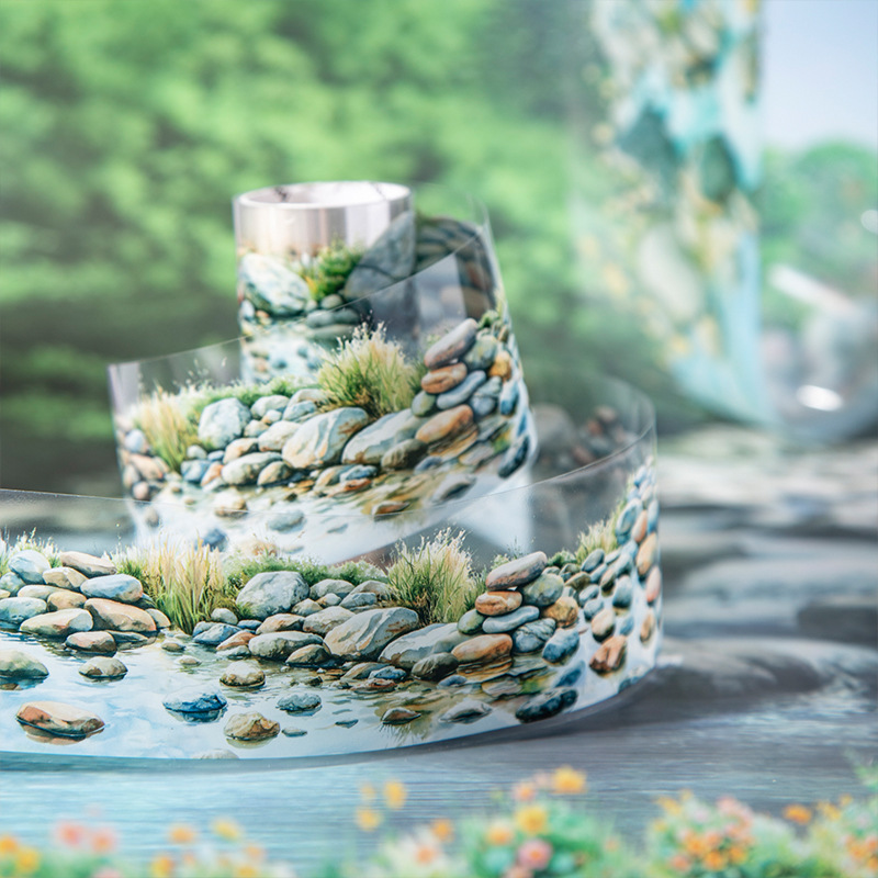 塞纳河畔系列造景PET防水胶带 河边石头植物花卉手帐装饰素材贴画
