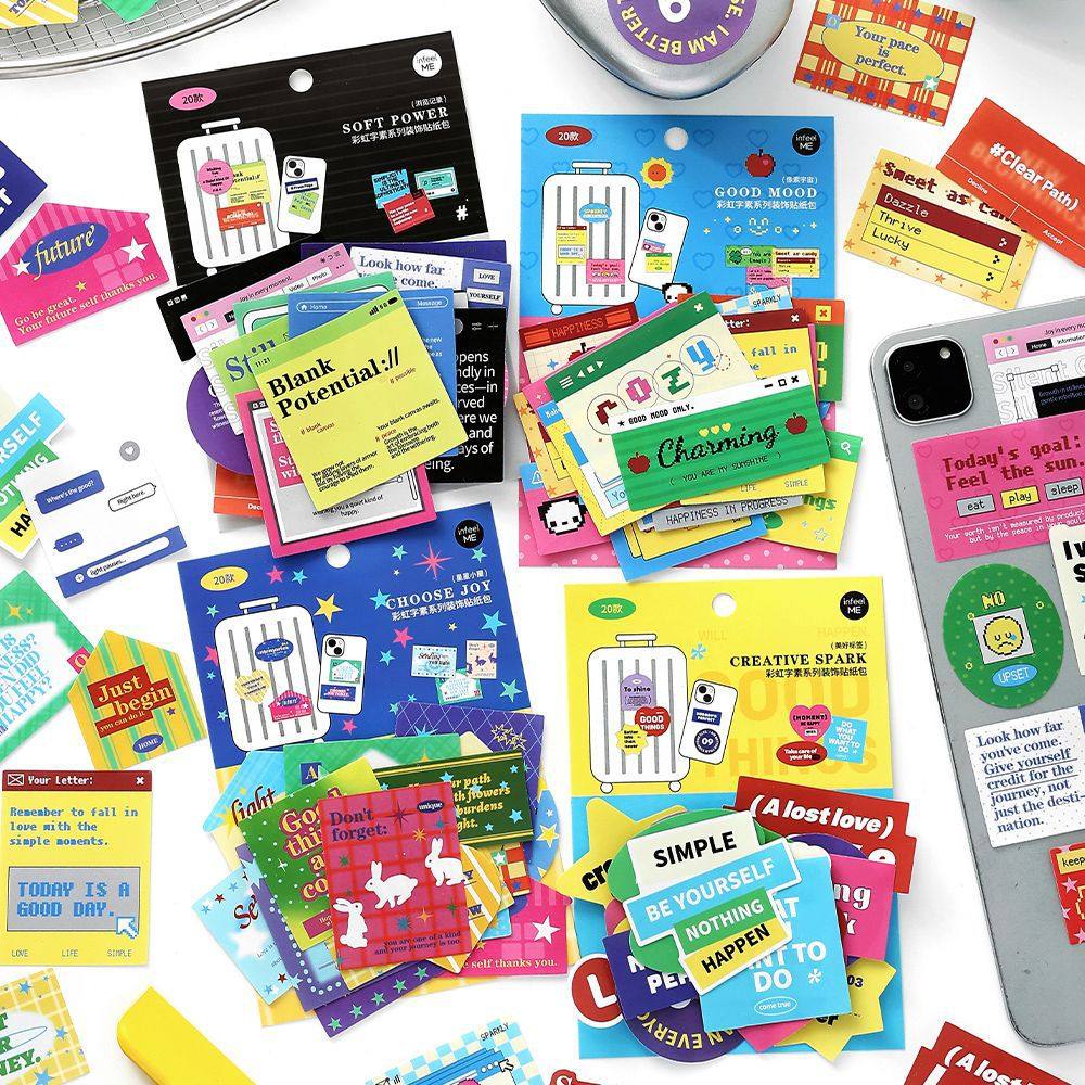 彩虹字素系列不干胶贴纸包20张入 韩系英文素材手帐diy行李箱拼贴,文具电教/文化用品/商务用品,贴纸/立体贴纸,淘宝优惠券,粉丝福利购,淘宝优惠卷