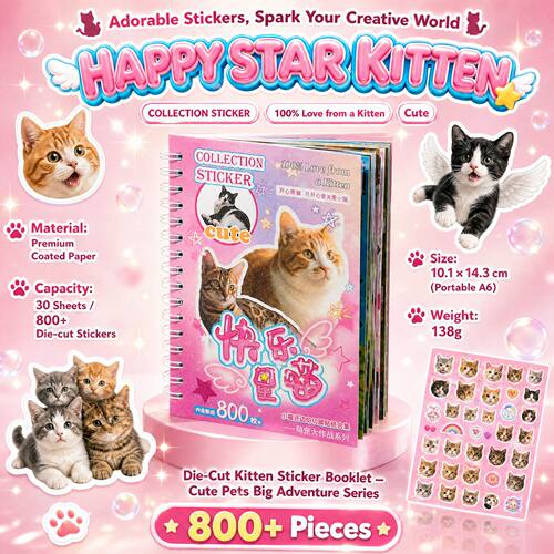 800+ Cat Sticker Book (30Pages) Cute & Kawaii Sticker Book
