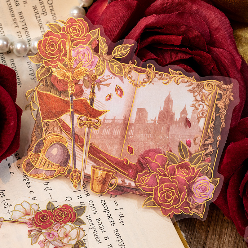 清仓 纸梦云书系列pet烫金贴纸包6枚哥特风主题手帐痛包diy拼贴画