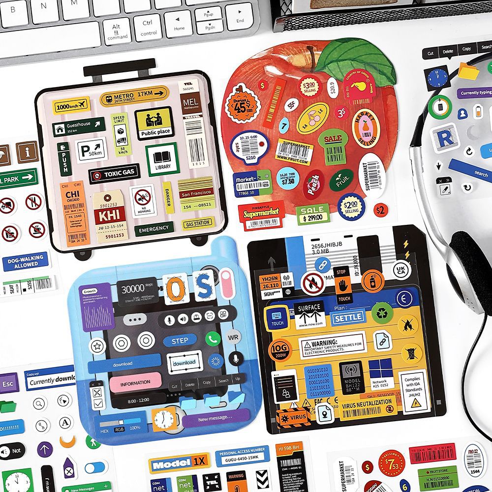 清仓 标签时代系列不干胶贴纸3张入生活字素标语手帐打底装饰拼贴