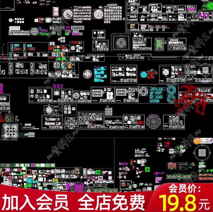 欧式美式法式大理石瓷砖石材地面铺贴水刀拼花CAD施工图加工图案