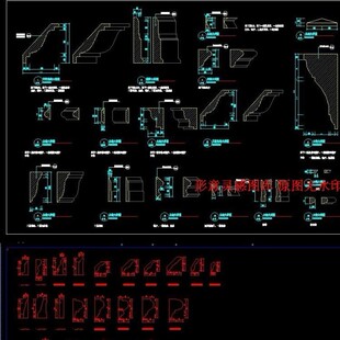 欧式边线法式石膏线角线线条剖面图CAD地脚线美式切面施工图腰线