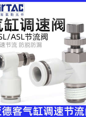 亚德客ASL气缸调节阀PSL气动调速节流阀4/6/8/10/12-M3/5/01/02/3