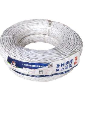 白色电线软线双绞花线家用电源线2芯纯铜线PVS灯头线监控用线