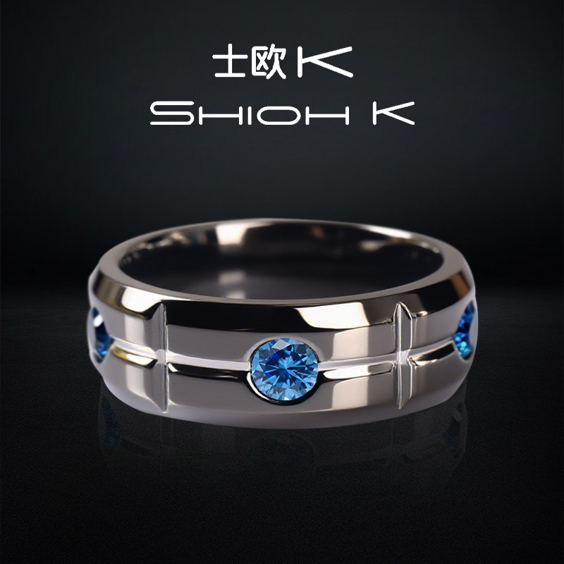 shiohk韩版时尚小众原创设计饰品铂金款镶锆石男女情侣戒指简约款