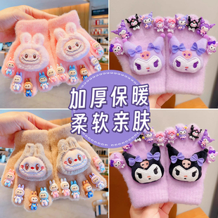 儿童手套2025新款 男女童防寒保暖冬 可爱卡通小女孩宝宝五指套冬季