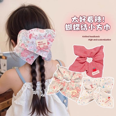 儿童方巾发圈蝴蝶结大肠发圈女童2025新款扎马尾发绳女丸子头头饰