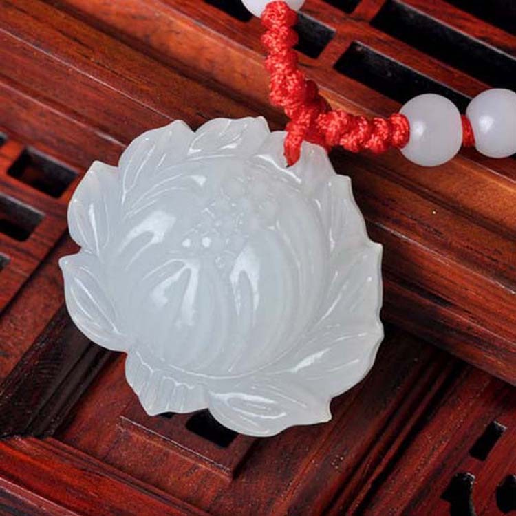 新到天然玉雪莲花白玉 雪莲花吉祥挂件 吊坠玉坠 保平安