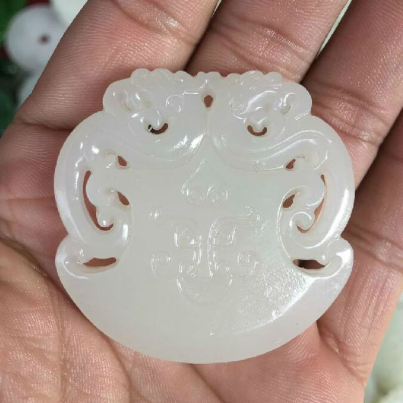 天然羊脂白玉男女款平安无事牌