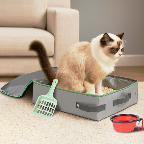 外出便携牛津布防水带盖猫屎盆