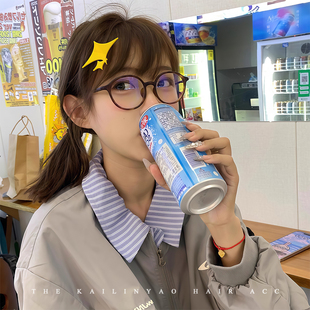 高颜值发夹女前额碎发星星发卡前额刘海夹头饰一字鸭嘴夹cos道具